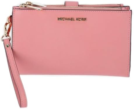 Бумажник Michael Kors Women's Jet Set Travel Double Zip Wristlet Wallet Saffiano Leather (Розовый) Michael Kors