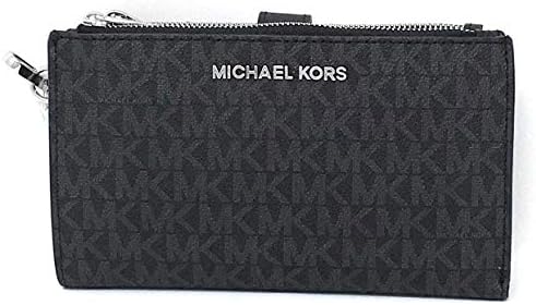 Кошелек Michael Kors Women's Jet Set Travel Double Zip Wristlet, Черный/Серебристая фурнитура, Средний Michael Kors