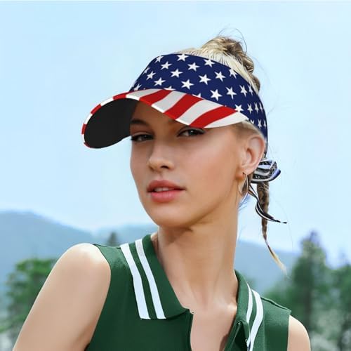 Козырек TWKGBUAD USA Flag Visor Cap 4th of July Sun Hat для мужчин, женщин и подростков для спорта, пляжа, тенниса, гольфа, бега, пеших прогулок, регулируемый TWKGBUAD