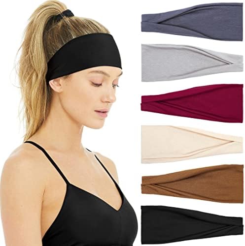 Headbands for Women Boho Elastic Hairbands for Women’s Hair Non Slip Wide Thick Head Band Fashion Soft Fabric Woman Headbands Short Hair Accessories for Women 6 Pack Huachi