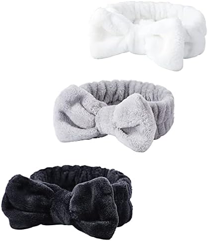 WSYUB Spa Headband, Makeup Headband, Fluffy Makeup Headbands, Slumber Party Supplies, Facial Headbands Headband for Washing Face, Bow Hair Band WSYUB