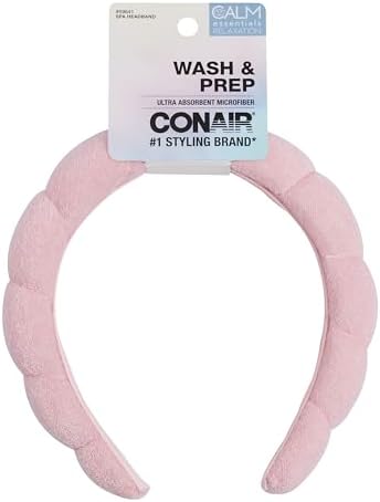 CONAIR Spa Headband - Black - Make up headband - Bubble headband - GRWM headband - Soft and absorbent - For washing face - Cute and comfortable for her Conair