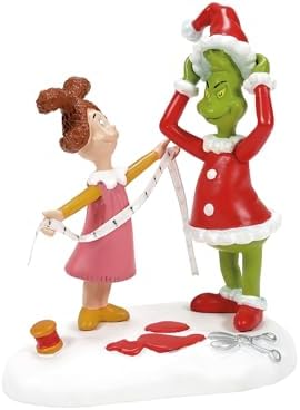 Department 56 Dr. Seuss The Grinch Village Accessories Being Fitted for a Santy Suit Figurine, 3.6 Inch, Multicolor Department 56