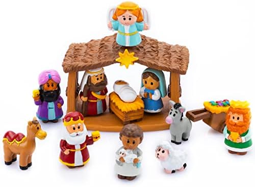 JOYIN 14 PCS Christmas Little Nativity Playset, Reenact Miniature Toys Nativity Set, Christmas Manger Scene for Kids, Present, Xmas Decorations JOYIN