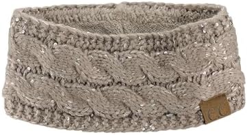 Наушники и повязки на голову C.C Soft Stretch Winter Warm Cable Knit Fuzzy Lined Ear Warmer Headband C.C