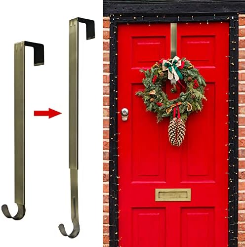 Wreath Hanger for Front Door, Adjustable Wreath Hanger from 15 to 25 Inches Wreath Hanger, 20 lbs Larger Door Upgrade Wreath Hanger Christmas Fall Wreaths Decorations Hook (Black) ZMCINER