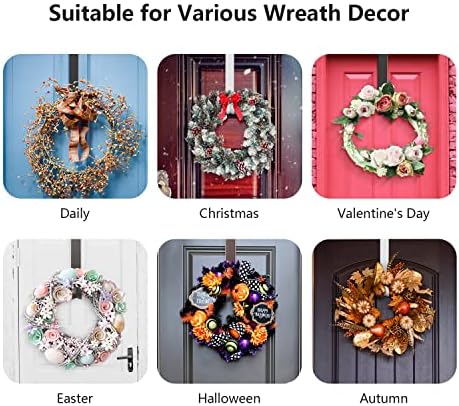 Wreath Hanger, Adjustable Over The Door Wreath Hanger from 14.9 to 25 Inches & Wreath Holder & Wreath Door Hanger for Front Door Decor 20 lbs Larger Christmas Decorations Hook (Black) LBSUN