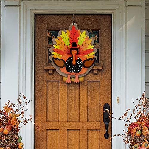 Thanksgiving Decorations 3D Turkey Decor Door Hanger KALEFO