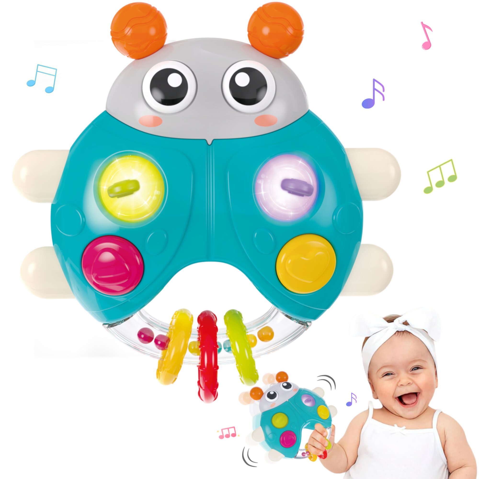 Wanonoo Baby Sensory Montessori Toy, Infant Grab Shake Rattle, Gifts for Infant Newborn Boys Girls 0 3 6 9 12 18 Months 1 One Year Old, Toddler Educational Learning Toys Wanonoo