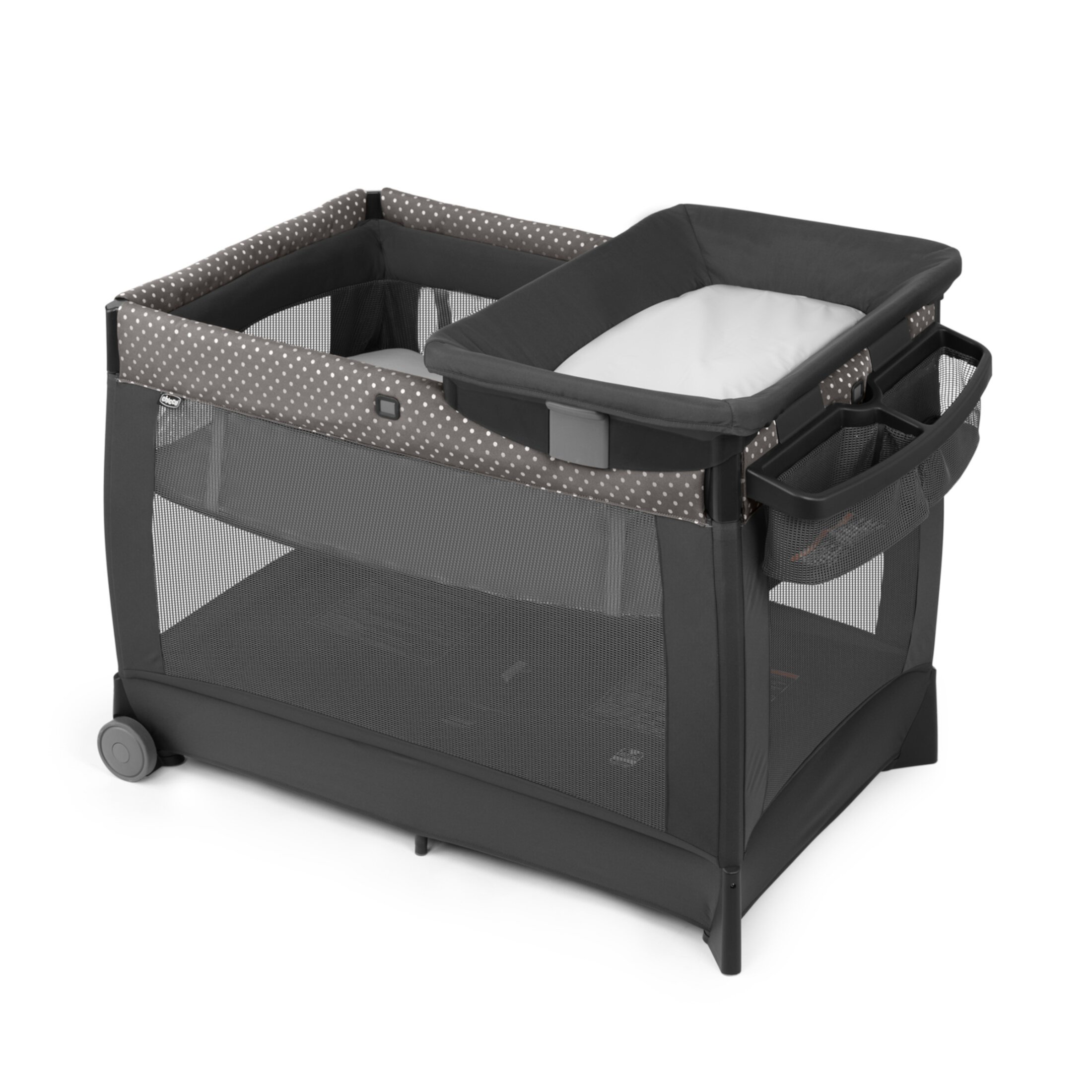 Chicco Lullaby All-in-One Portable Playard with Bassinet and Snap-on Changer - Calla (Grey), New Chicco