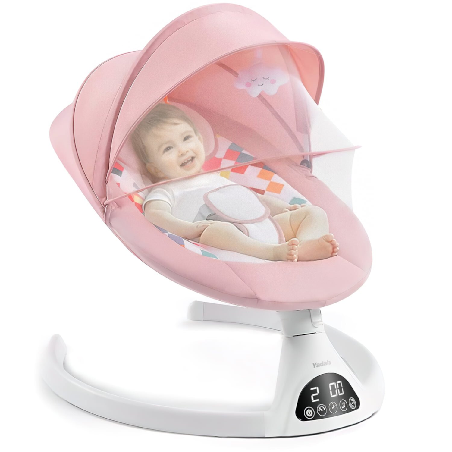 Yadala Baby Swing for Infants, Bluetooth Baby Swing Baby Rocker Chair with Gift Package, Pink Yadala