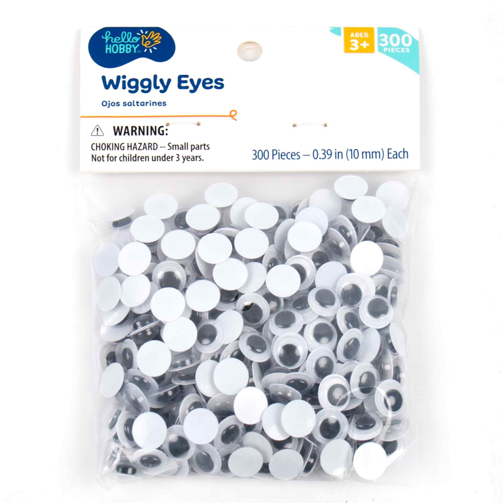 Hello Hobby Black and White Plastic Wiggly Eyes, 300-Pack Hello Hobby