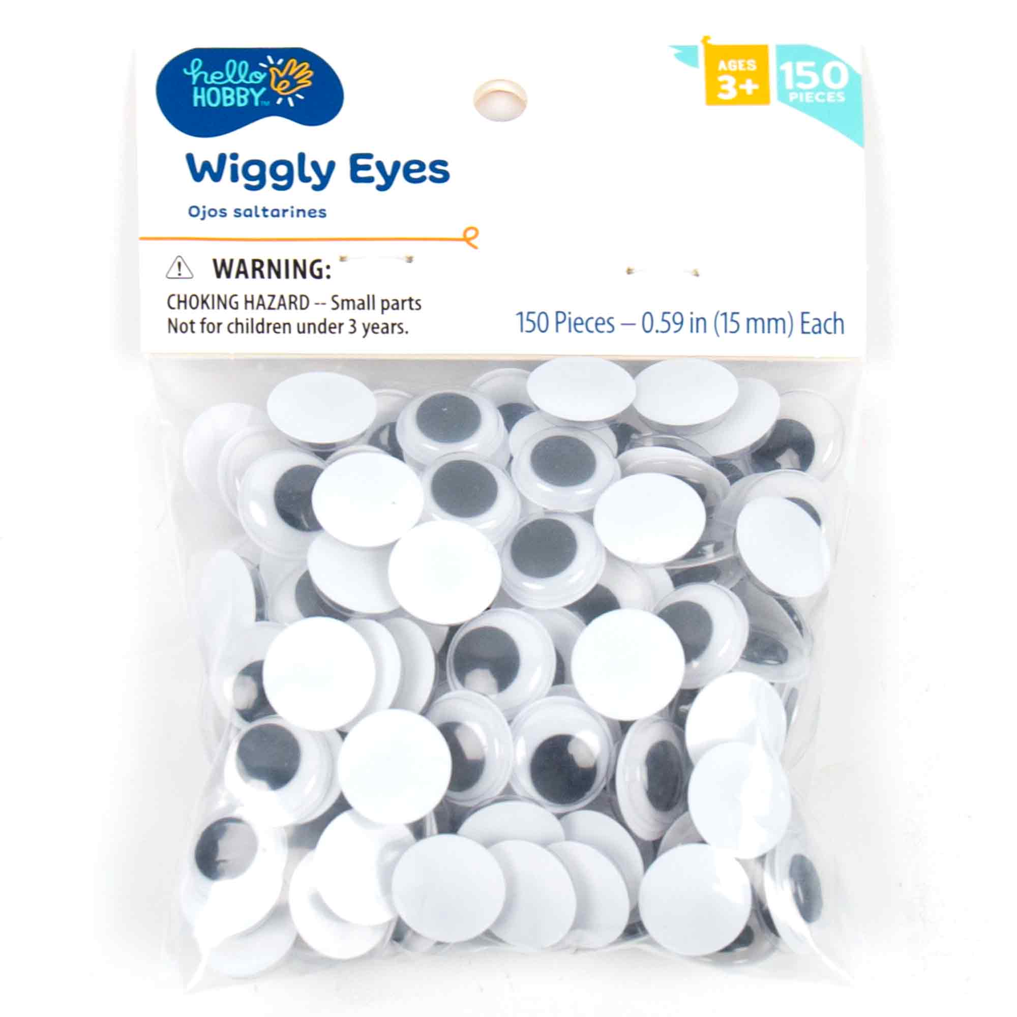 Hello Hobby Black and White Plastic Wiggly Eyes, 150-Pack Hello Hobby