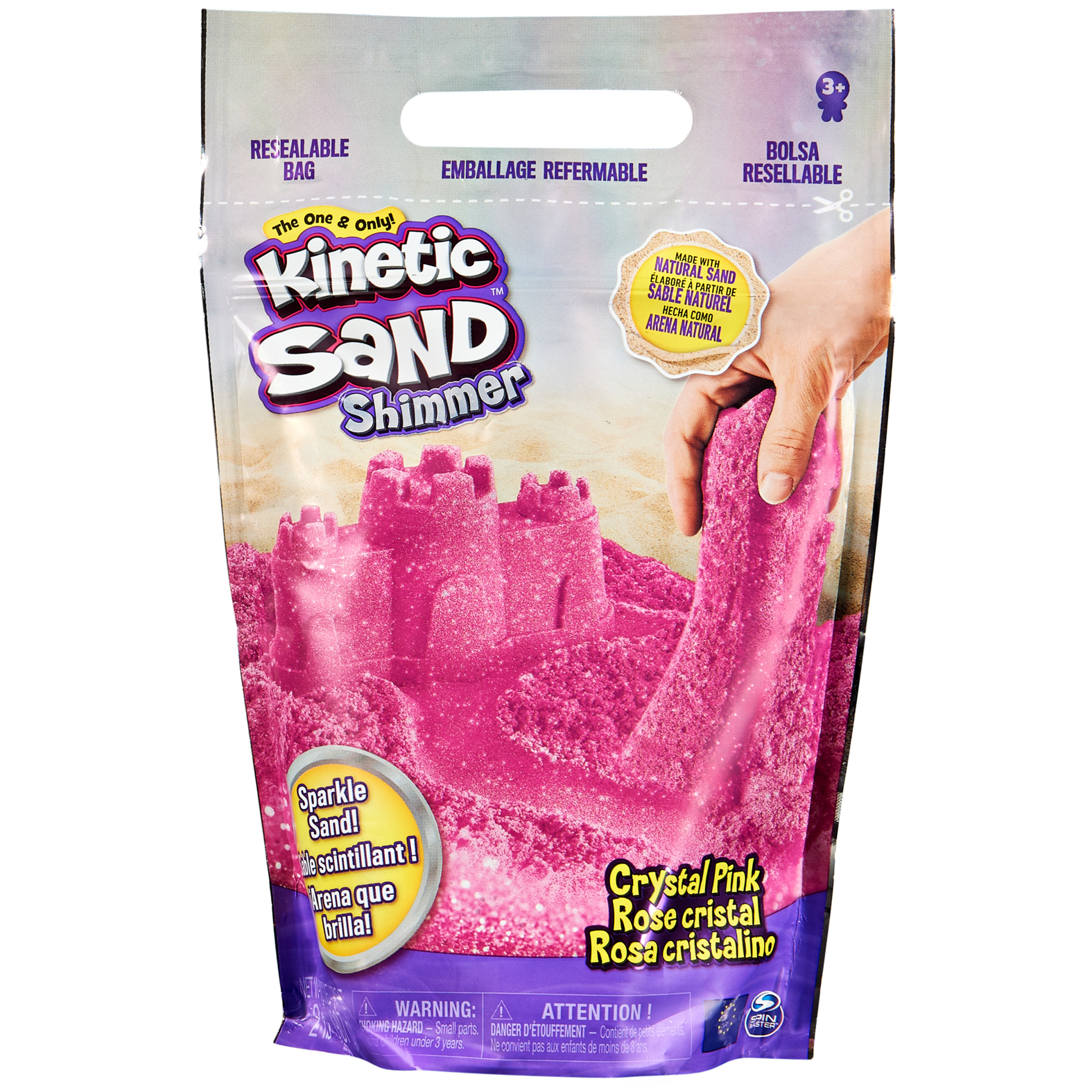 Kinetic Sand, Crystal Pink 2lb Bag of All-Natural Shimmering Play Sand Kinetic Sand