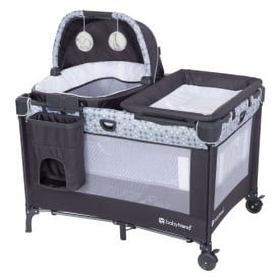 Baby Trend Nursery Den Playard with Rocking Snooze Pod, Flip Over Changer - Pebble Stone Grey Visit the Baby Trend Store