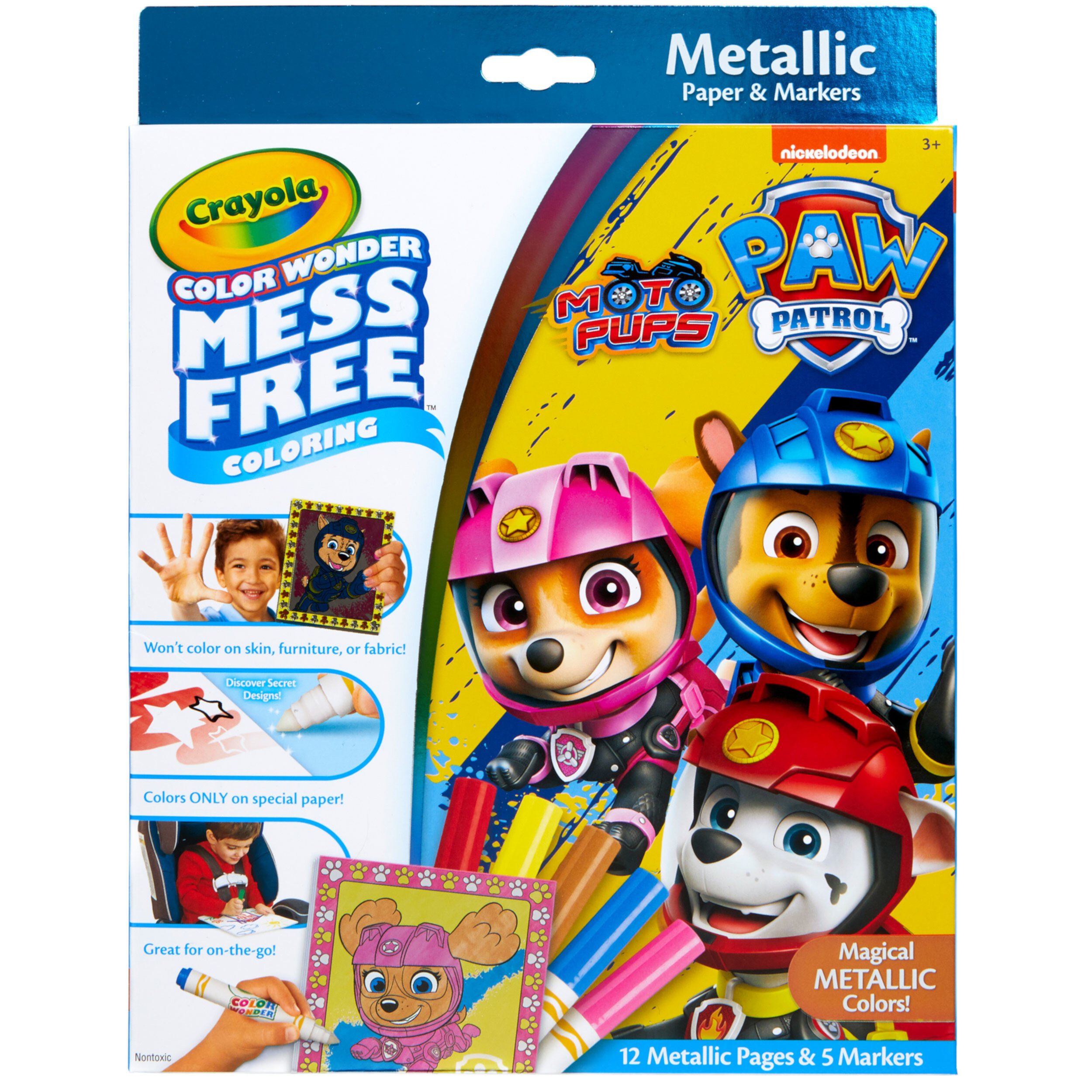 Crayola Paw Patrol Color Wonder Metallic Mess Free Coloring Set, 12 Pages, Gift, Beginner Child Crayola