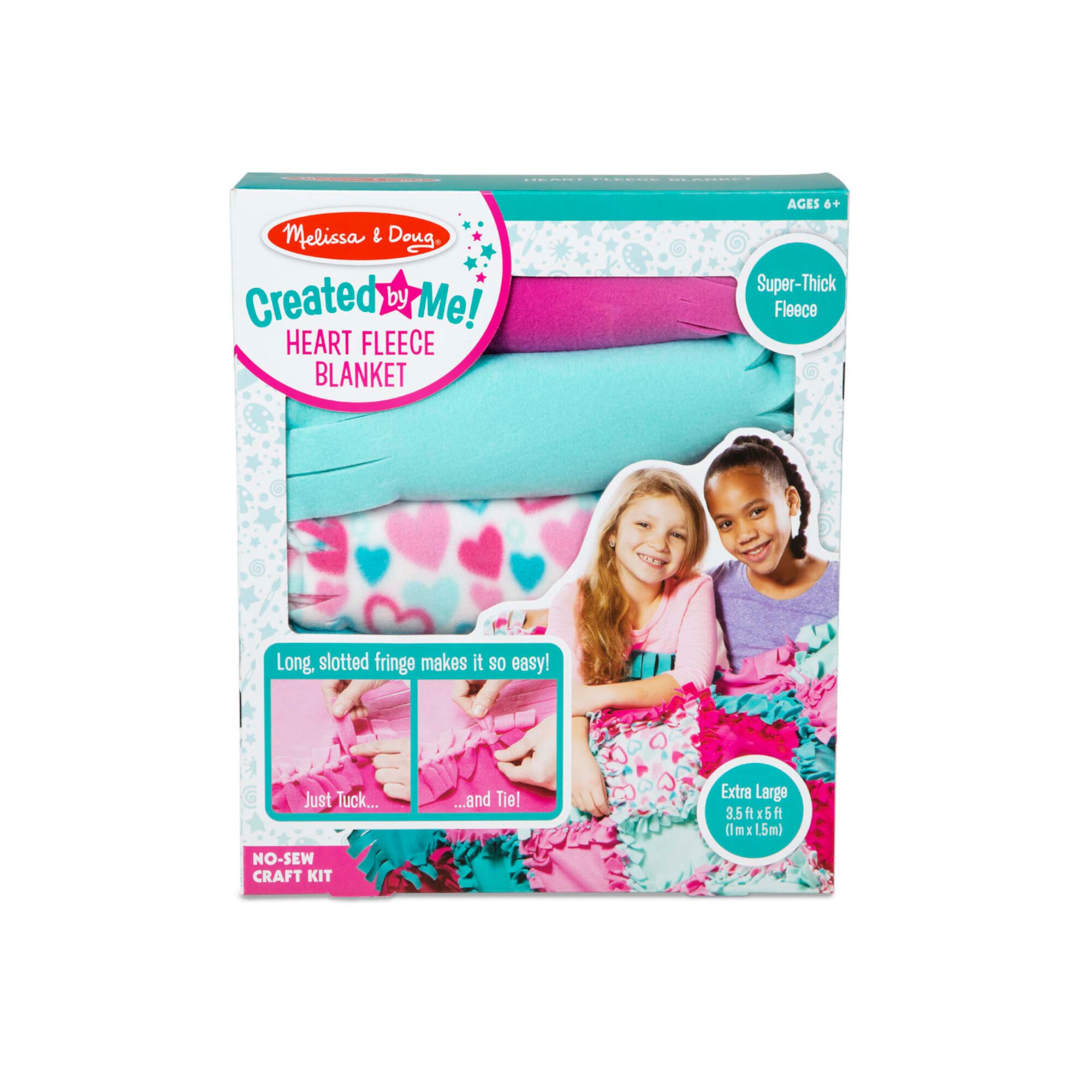 Melissa & Doug Created by Me! Heart Fleece Blanket No-Sew Craft Kit (40 squares, 3.5 feet x 5 feet) Melissa & Doug