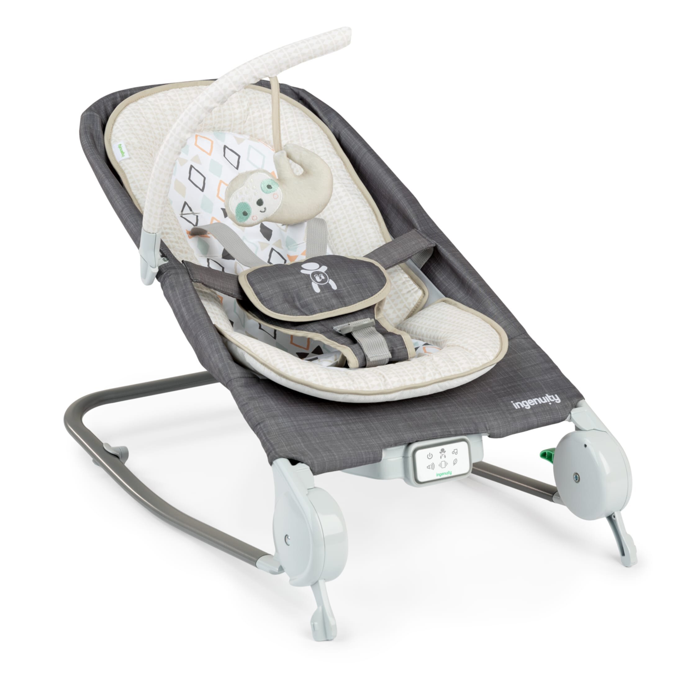 Ingenuity Happy Belly Rock-to-Bounce Seat, For Ages 0-6 Months, Unisex, Grey - Parker Visit the Ingenuity Store