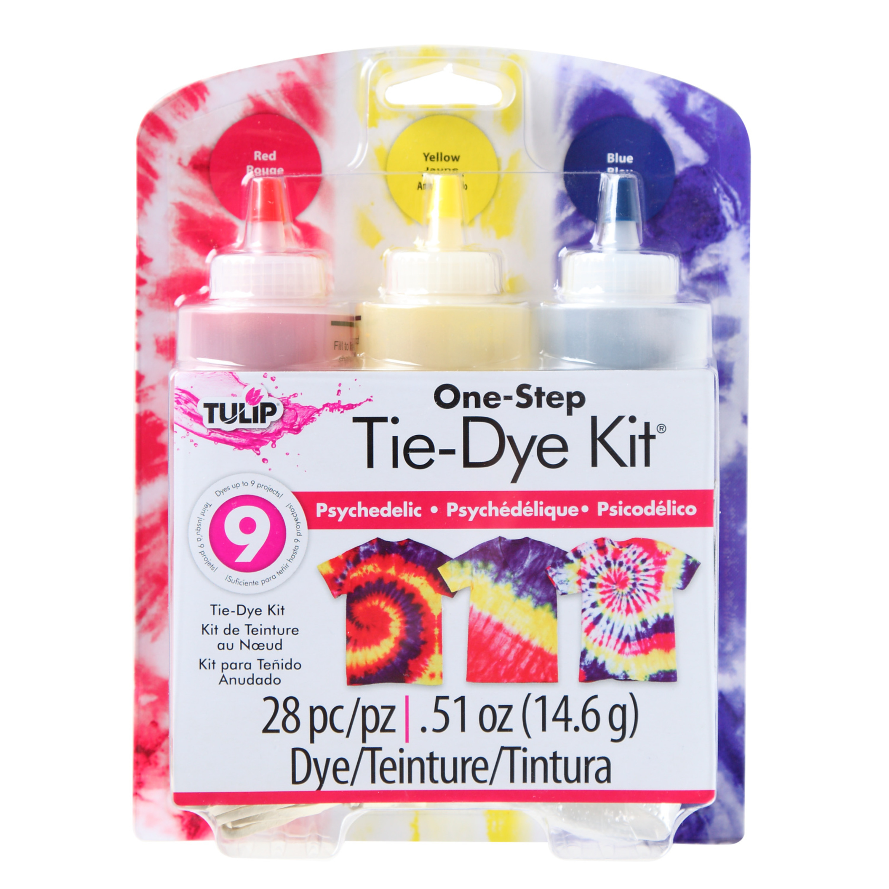 Tulip One-Step Tie-Dye Kit, Psychedelic, Red, Yellow & Blue Tulip