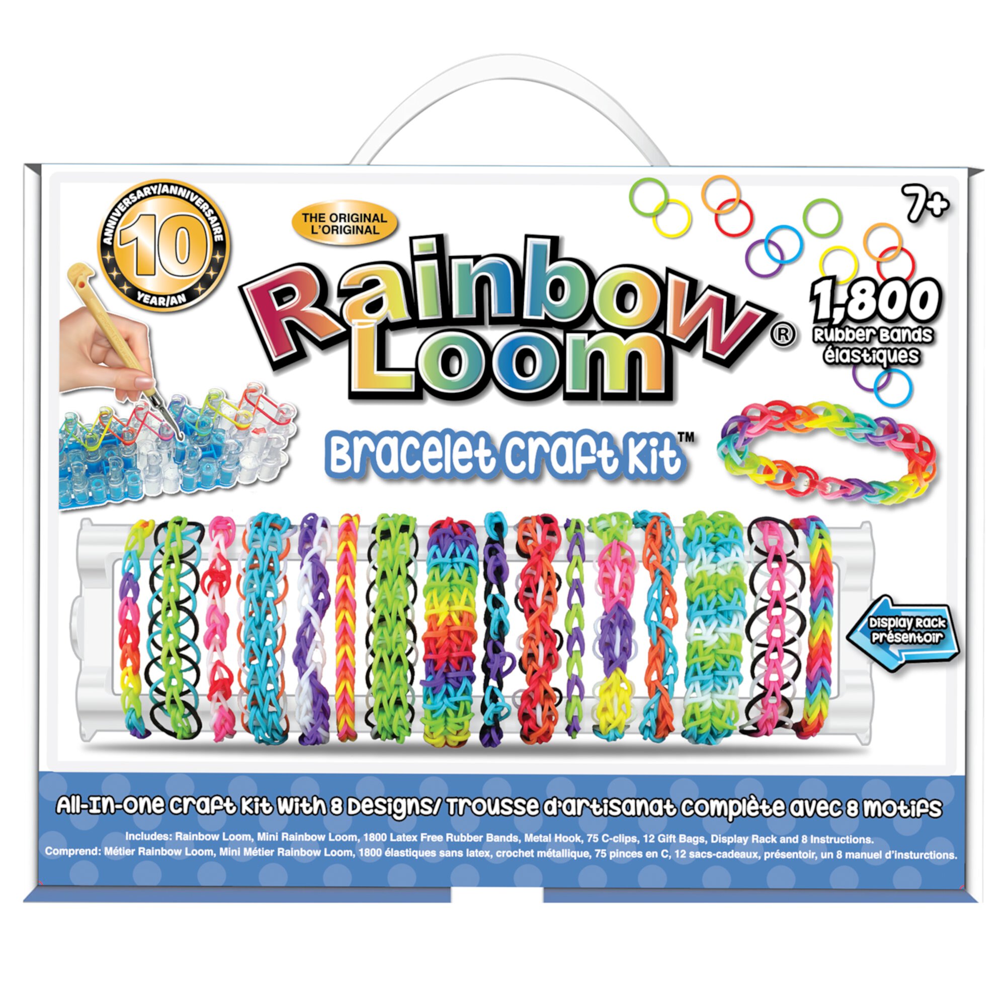 Rainbow Loom- Rubber Band Bracelet Craft Kit, 1,800 Rubber Bands Included, 8 Different Designs to Create, 5 Compartments For Easy Storage, High Quality Craft for Ages 7 and Up Rainbow Loom