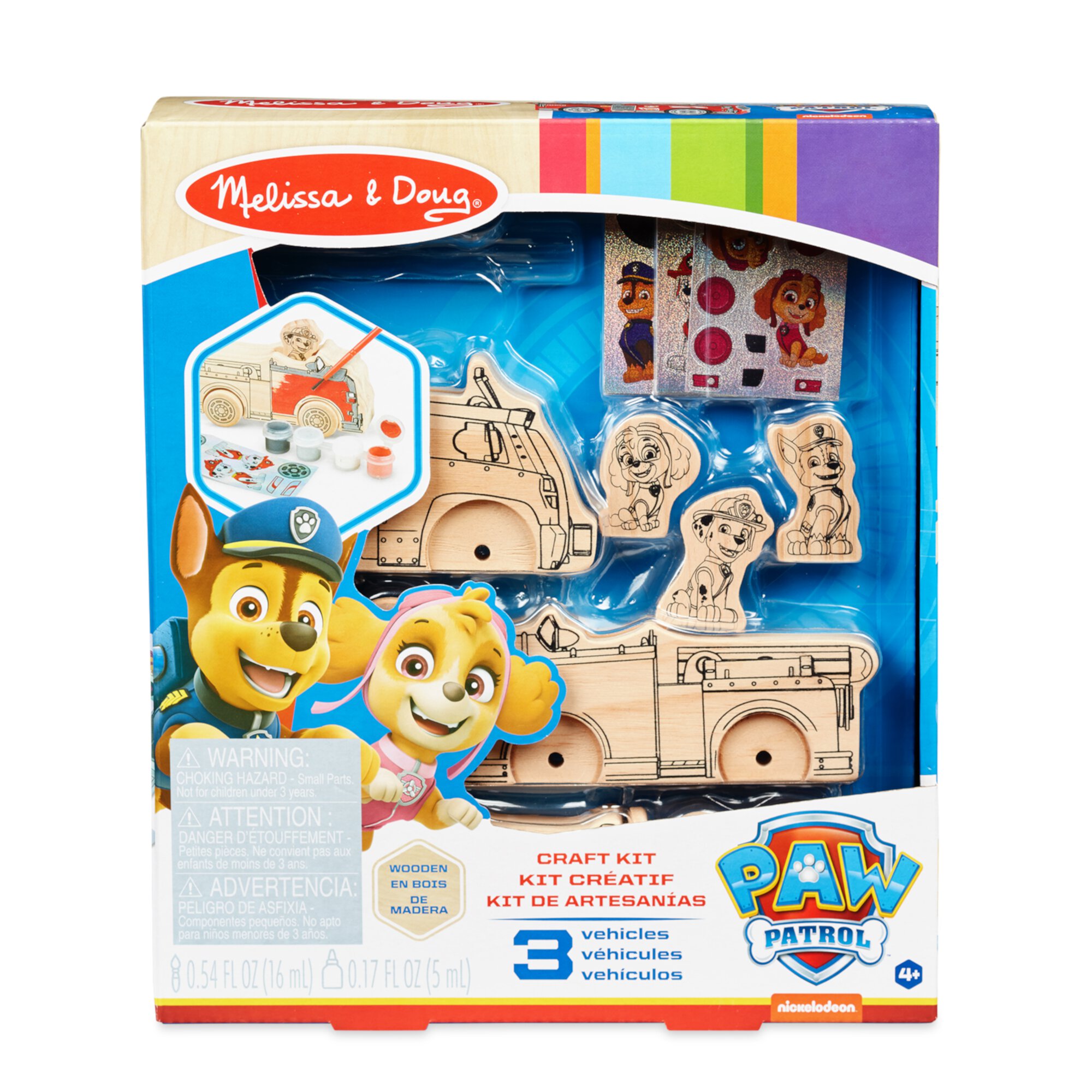 Melissa & Doug PAW Patrol Wooden Vehicles Craft Kit - 3 Decorate Your Own Vehicles, 3 Play Figures Melissa & Doug