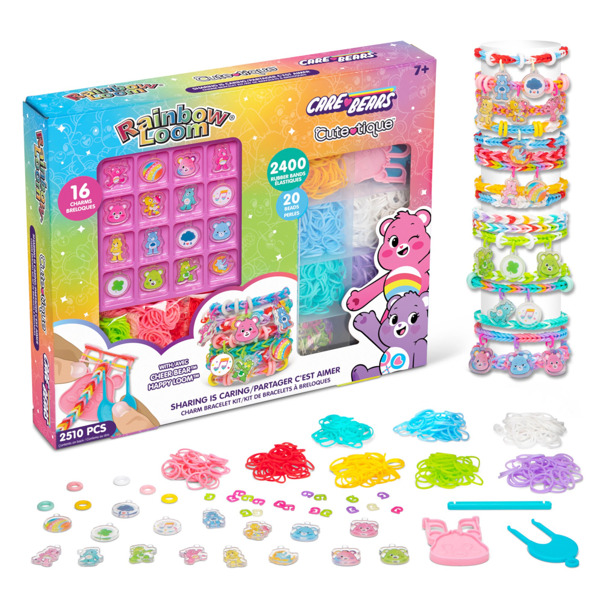 Rainbow Loom: Care Bears Cutetique: Sharing Is Caring DIY Bracelet Kit, 16 Charms Rainbow Loom