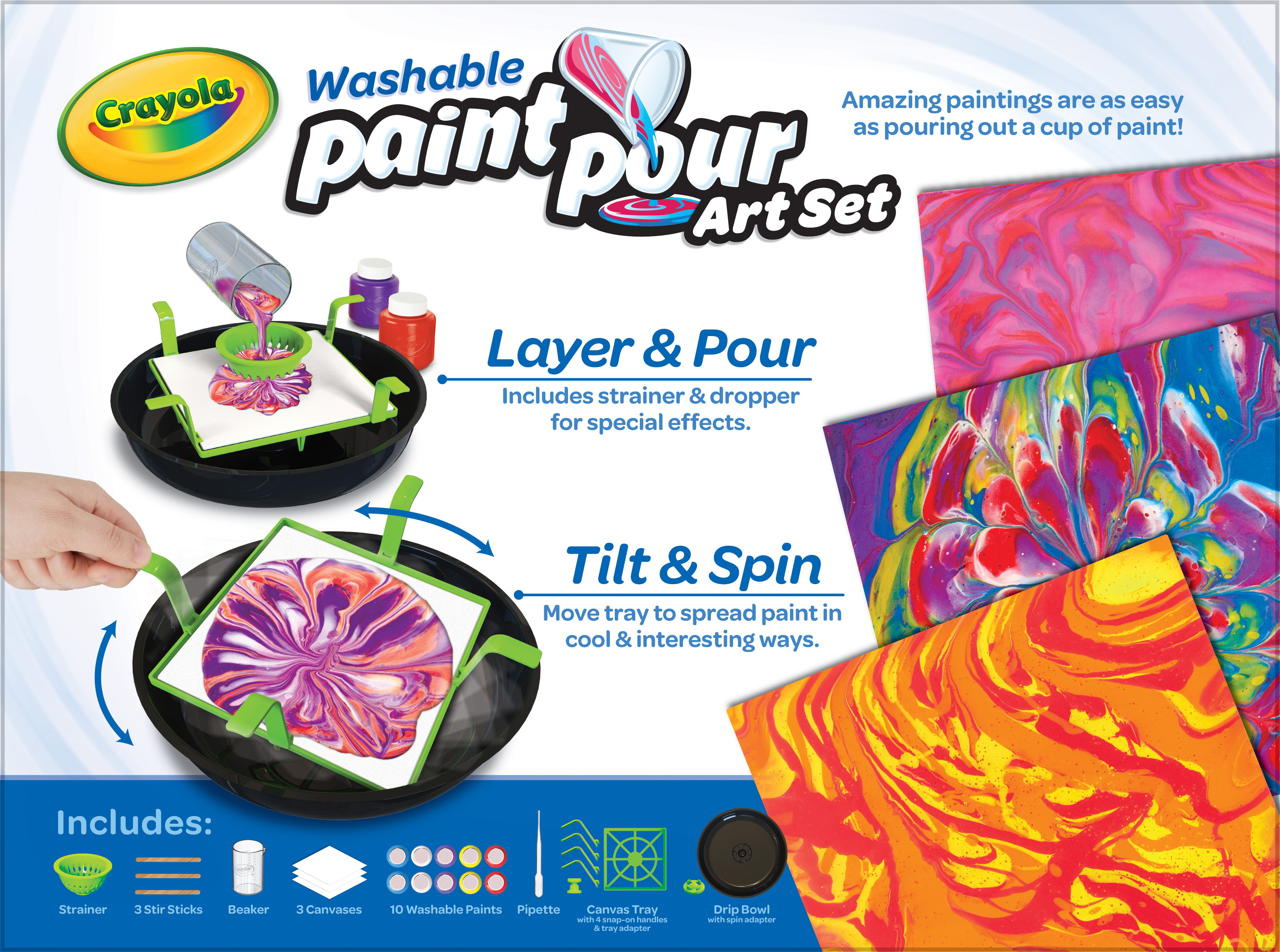 Crayola Washable Paint Pour Set, 20pc Paint Set, Holiday Craft Kit, Holiday Gift for Kids, 8, 9, 10, 11 Crayola