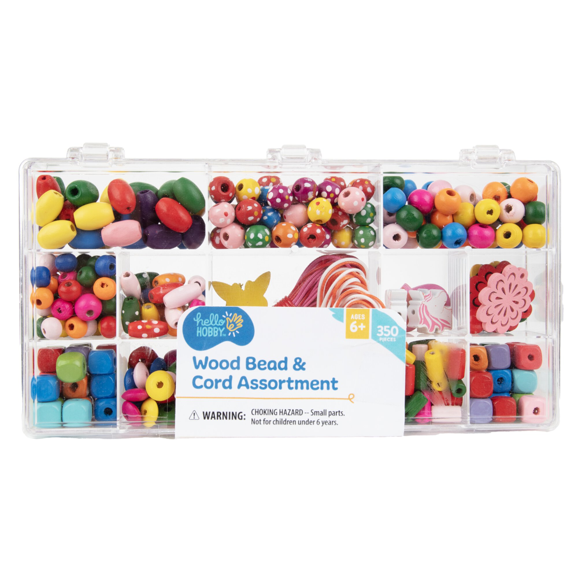 Hello Hobby Wood Bead & Cord Assortment, 350 Piece, Child 6+ Hello Hobby