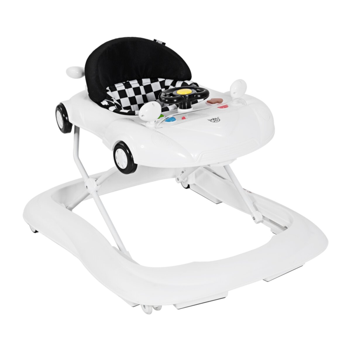 Babyjoy 2-in-1 Foldable Baby Walker w/ Adjustable Heights & Music Player & Lights White Babyjoy