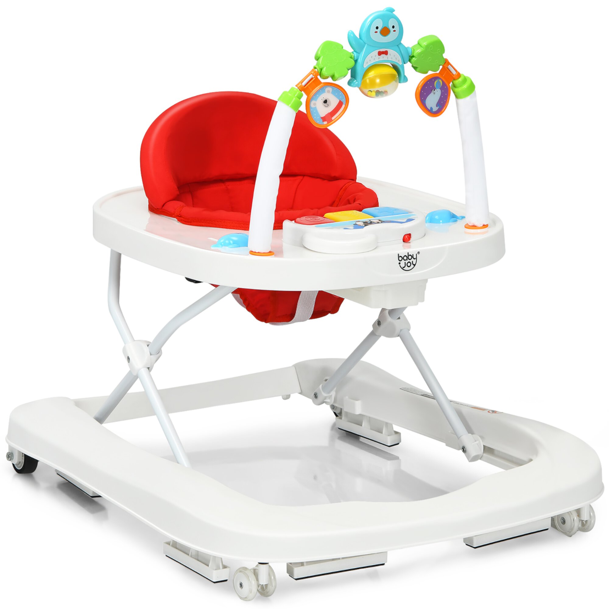 Babyjoy 2-in-1 Foldable Baby Walker with Adjustable Heights & Detachable Toy Tray Red Visit the Costway Store