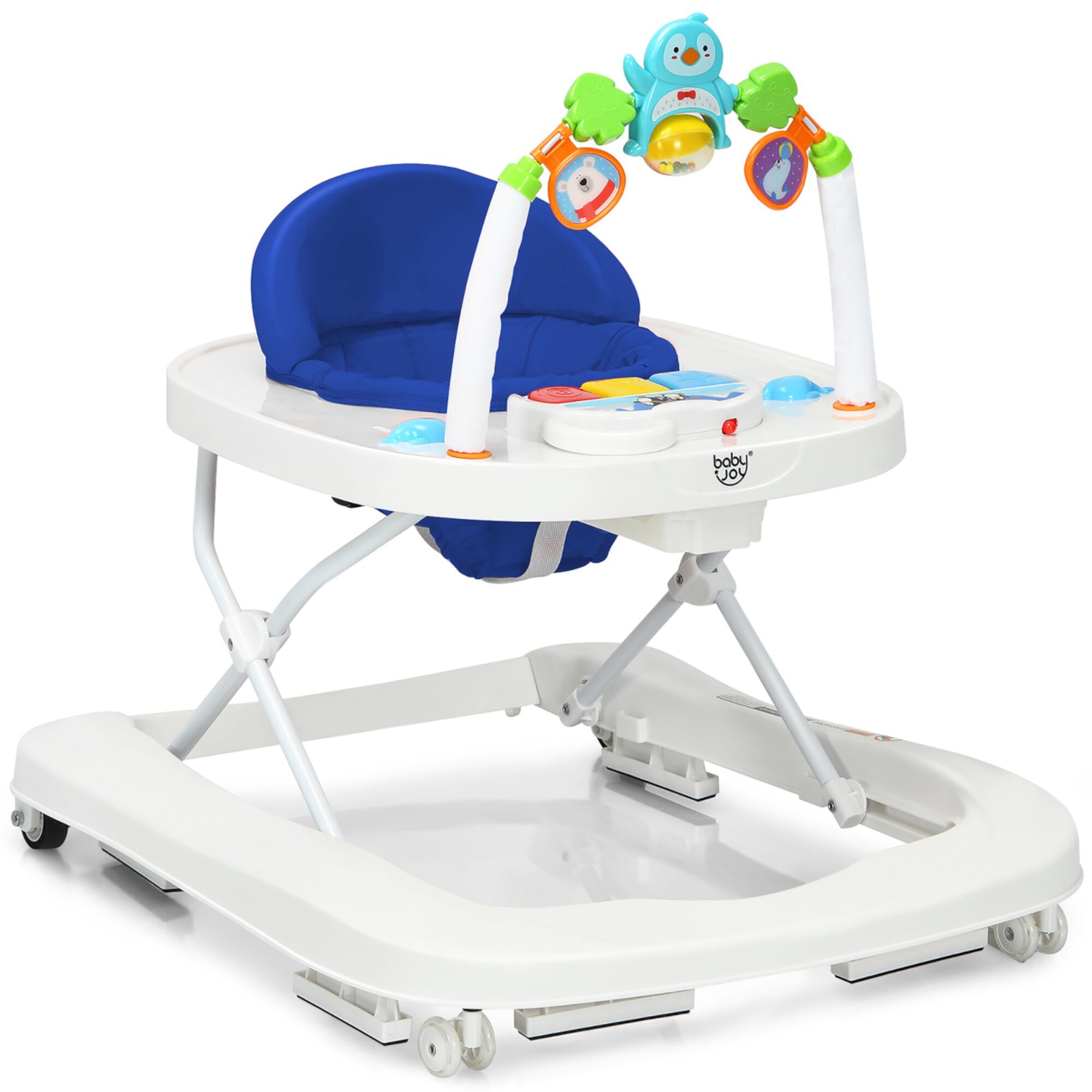 Babyjoy 2-in-1 Foldable Baby Walker with Adjustable Heights & Detachable Toy Tray Blue Visit the Costway Store