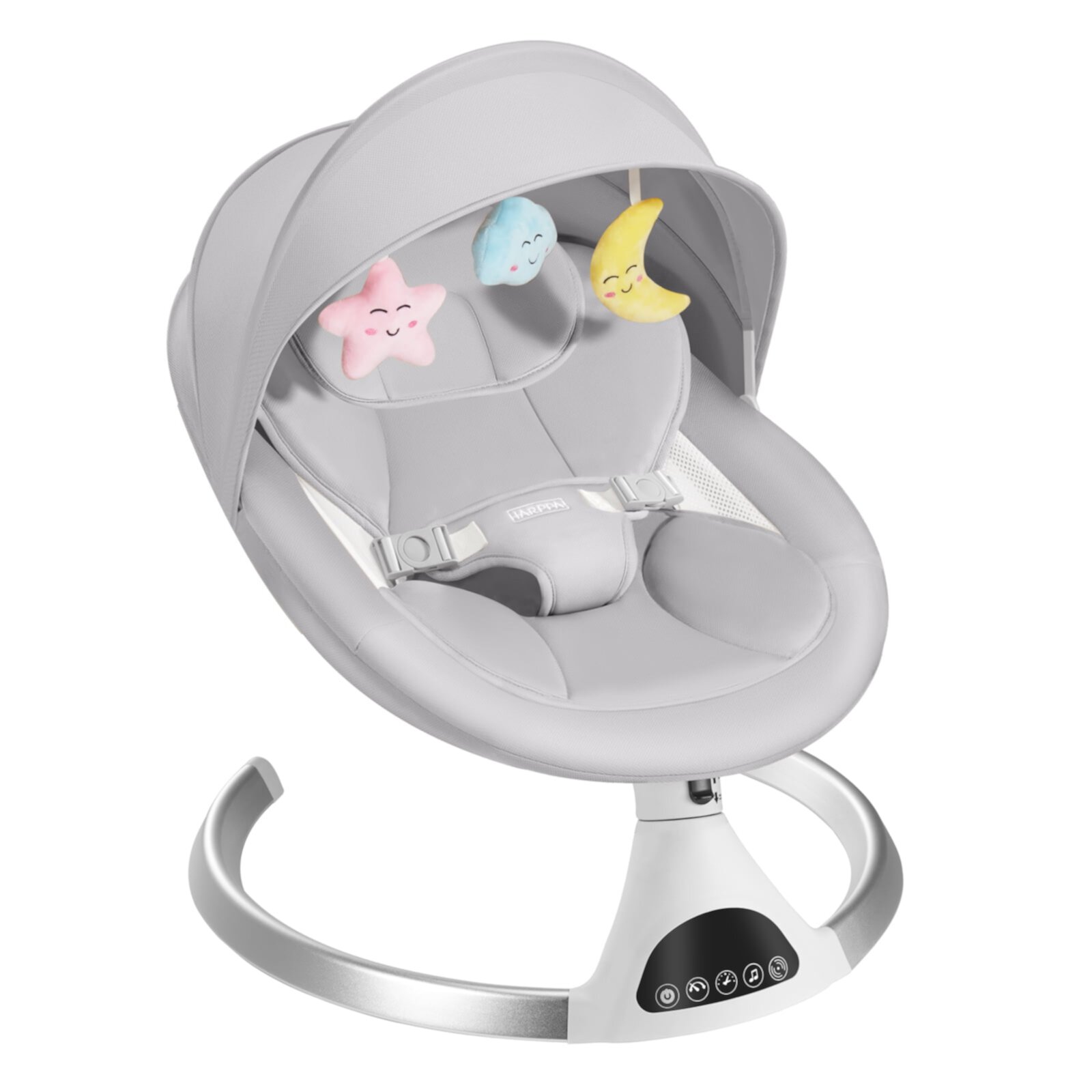 HARPPA Baby Swing for Newborns - Electric Motorized Infant Swing, Bluetooth Music, 12 Preset Melodies, Remote ,Light Gray Visit the HARPPA Store