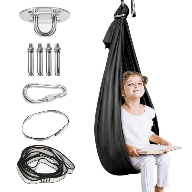 Therapy Swing for Kids, Sensory Swing Cuddle Swing, Indoor Outdoor Swing for Children with Autism, ADHD, Aspergers, Sensory Integration, Blue Qishi