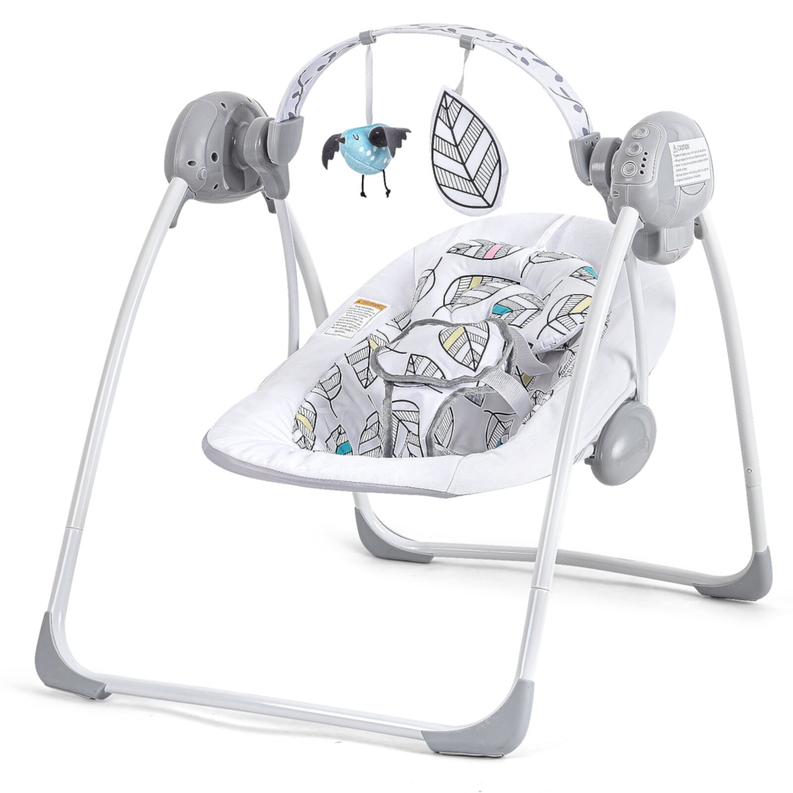 Baby Swings for Infants,Baby Swing,Easy-Fold Infant Swing with Adaptable Speed,Music,Timing,Portable Baby Swing Indoor/Outdoor,Baby Swing for Babies 0-6 Months 6-20 lbs White AskCat