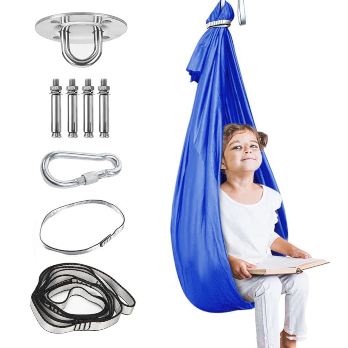 Therapy Swing for Kids, Sensory Swing Cuddle Swing, Indoor Outdoor Swing for Children with Autism, ADHD, Aspergers, Sensory Integration, Red Qishi