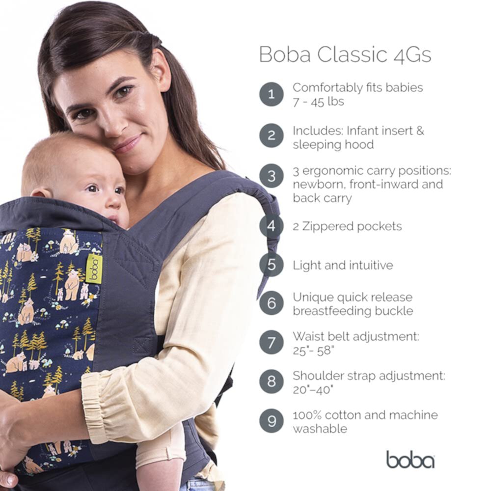 Boba Baby Carrier Classic - Backpack or Front Pack Baby Sling for 7 lb Infants and Toddlers up to 45 pounds (Constellation) Boba