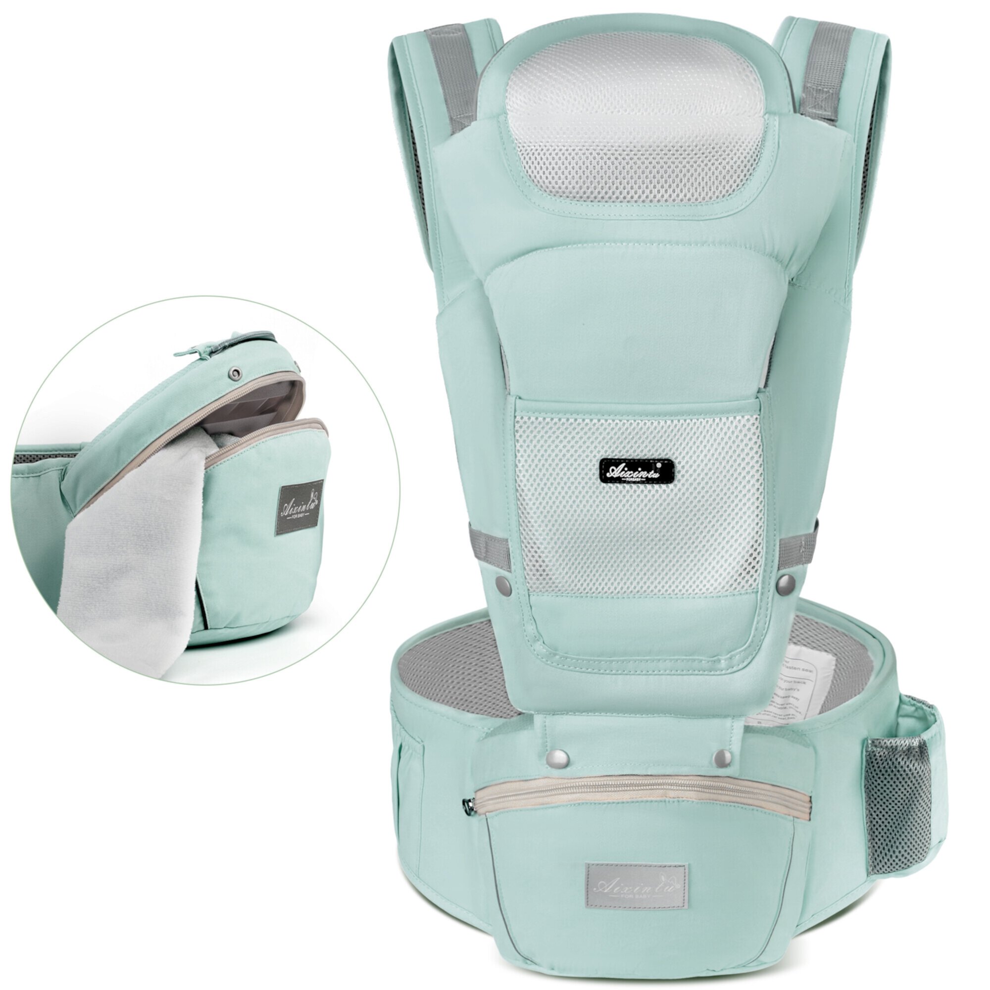 Vbiger 6-in-1 Convertible Baby Carrier Newborn to Toddler, Kangaroo Ergonomic Baby Carrier with Hip Seat Lumbar Support, 8-50 lbs, Green Vbiger