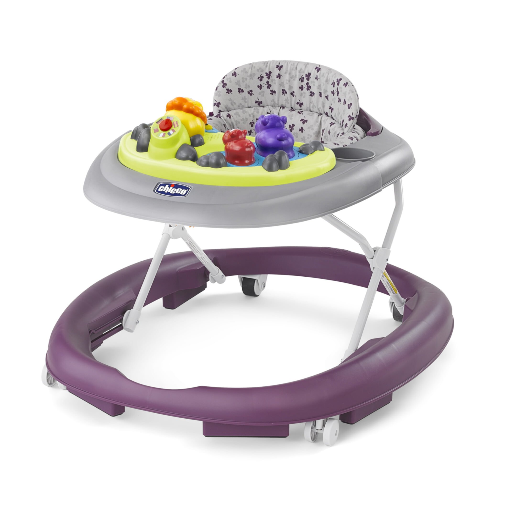 Chicco Walky Talky Activity Baby Walker with Multi-Lingual Play Tray - Circles (Grey/Green), New Chicco