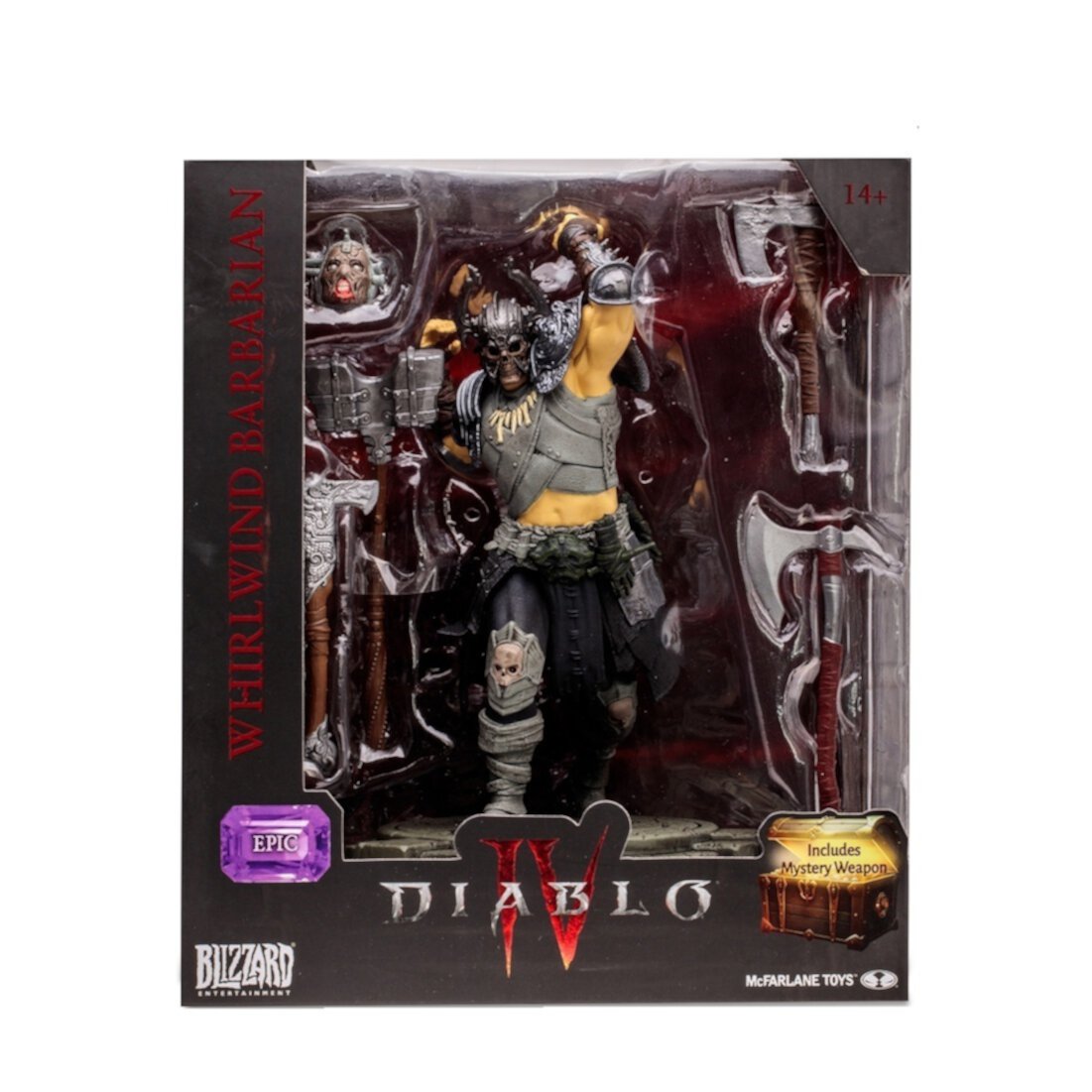 McFarlane Toys Diablo IV Barbarian 6-Inch 1:12 Scale Action Figure with Interchangeable Head, 4 Weapons, Display Base, and Mystery Weapon (Epic) McFarlane Toys