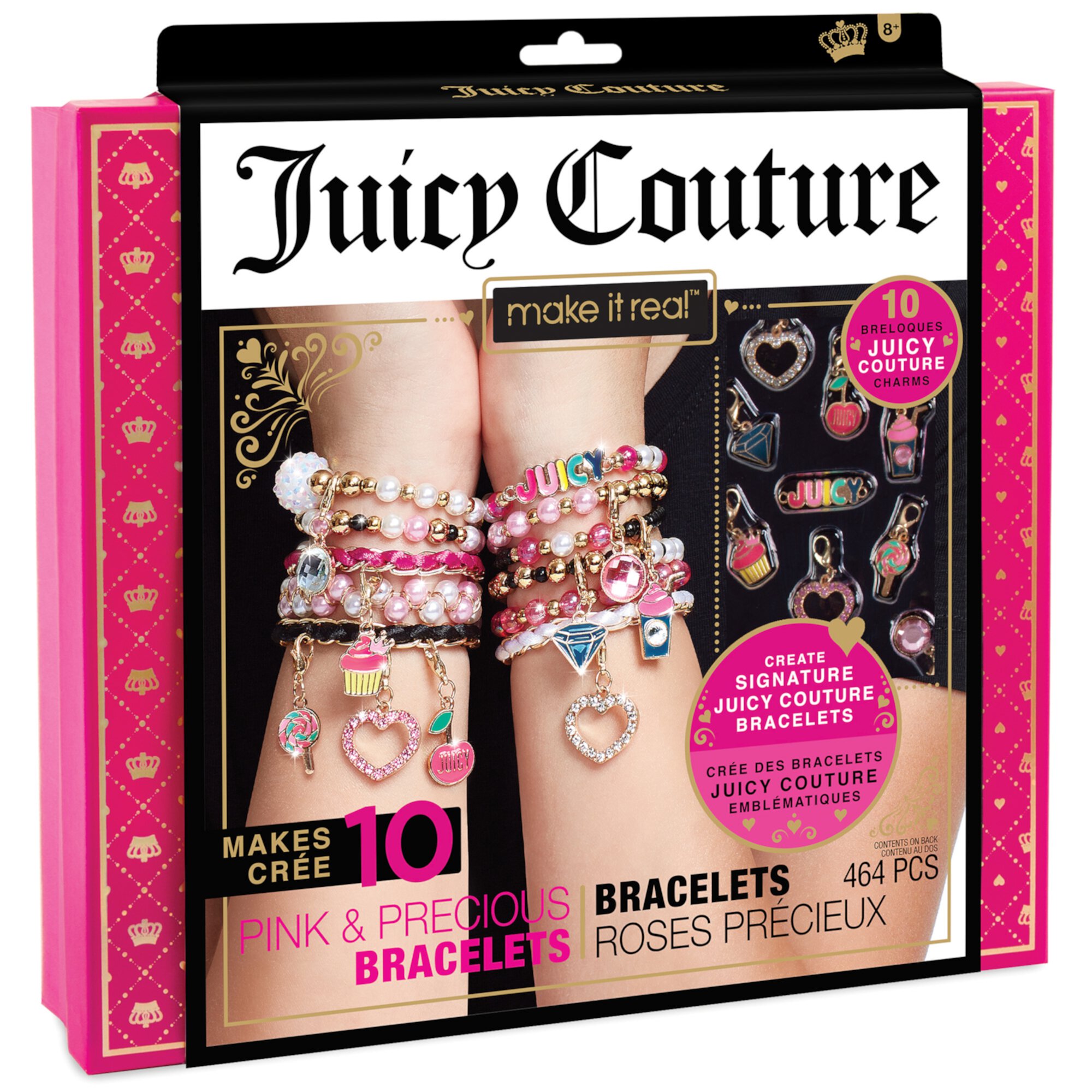 Juicy Couture Pink & Precious DIY Bracelets Kit - Create 10 Unique Charm Bracelets, 464 Pieces,10 Juicy Charms, Kids Age 8+ Juicy Couture