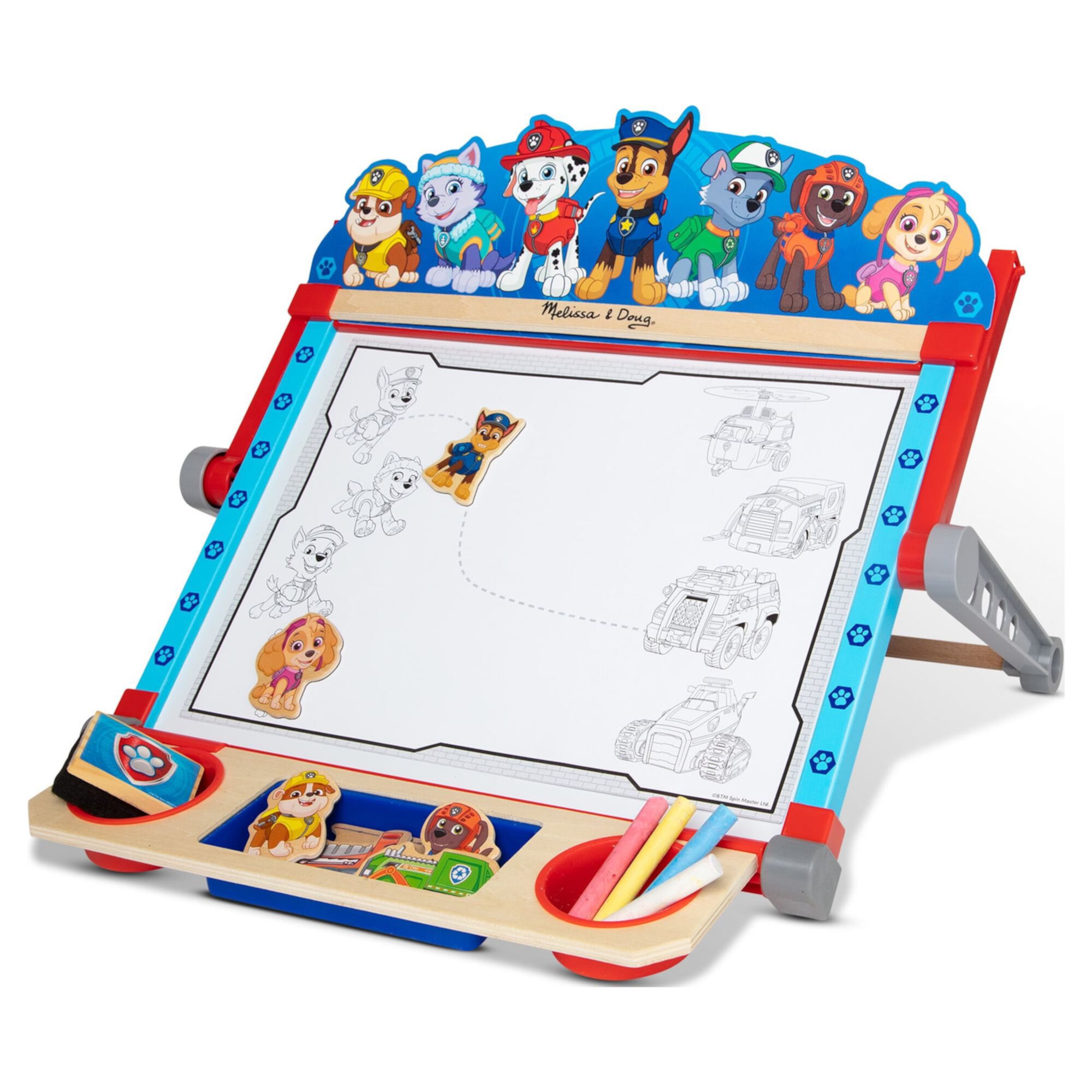 Melissa & Doug PAW Patrol Wooden Double-Sided Tabletop Art Center Easel (33 Pieces) Melissa & Doug