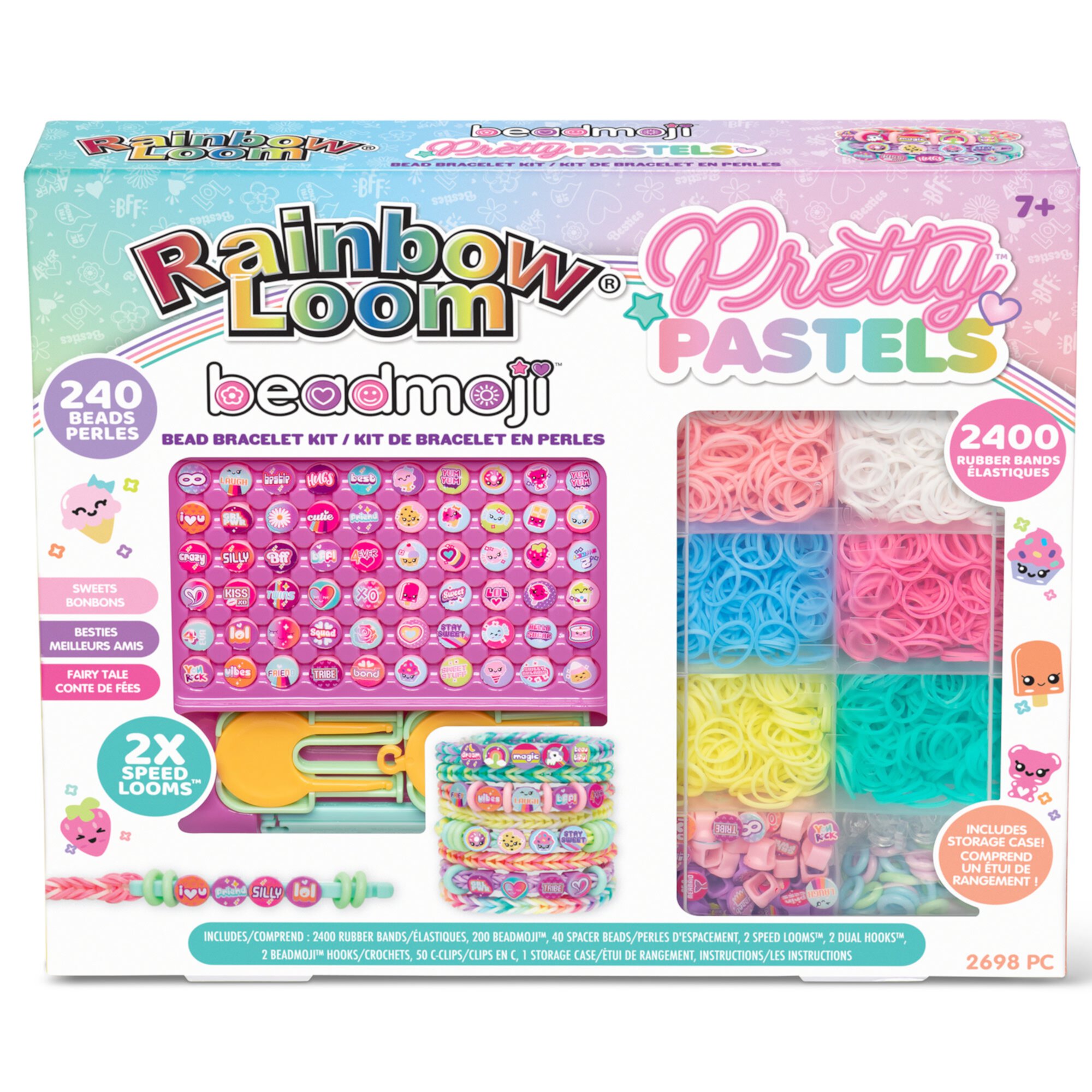 Beadmoji Pretty Pastels Bead Bracelet Kit, 2698 Pieces Rainbow Loom