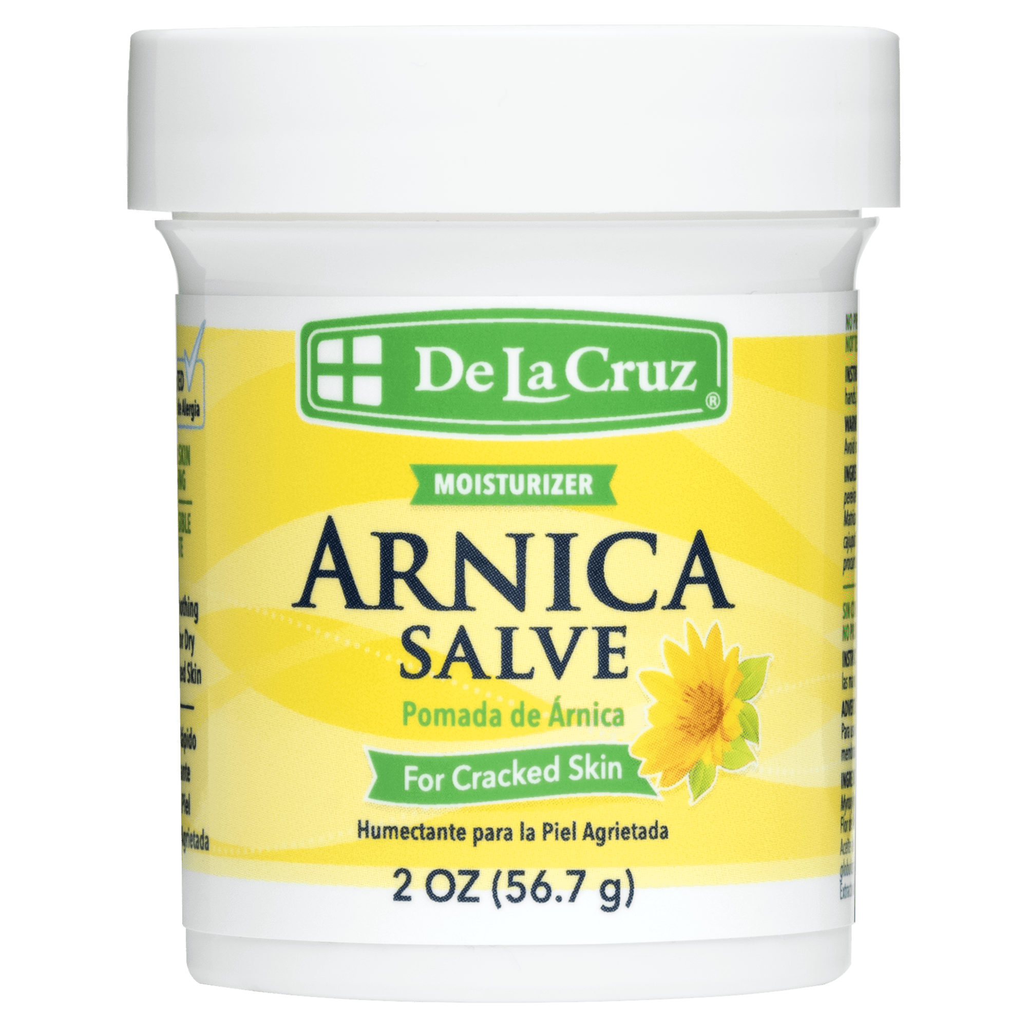 (3 pack) De La Cruz Arnica Salve Moisturizer for Cracked Skin, for Dry and Cracked Hands, Elbows and Feet, 2 oz Jar De La Cruz