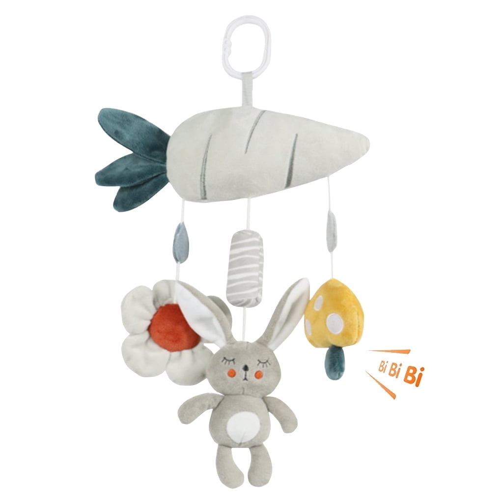 RoamReady Baby Car Seat Hanging Toys, Soft Plush Activity Wind Chime for Stroller Crib, Carrot Rabbit RoamReady