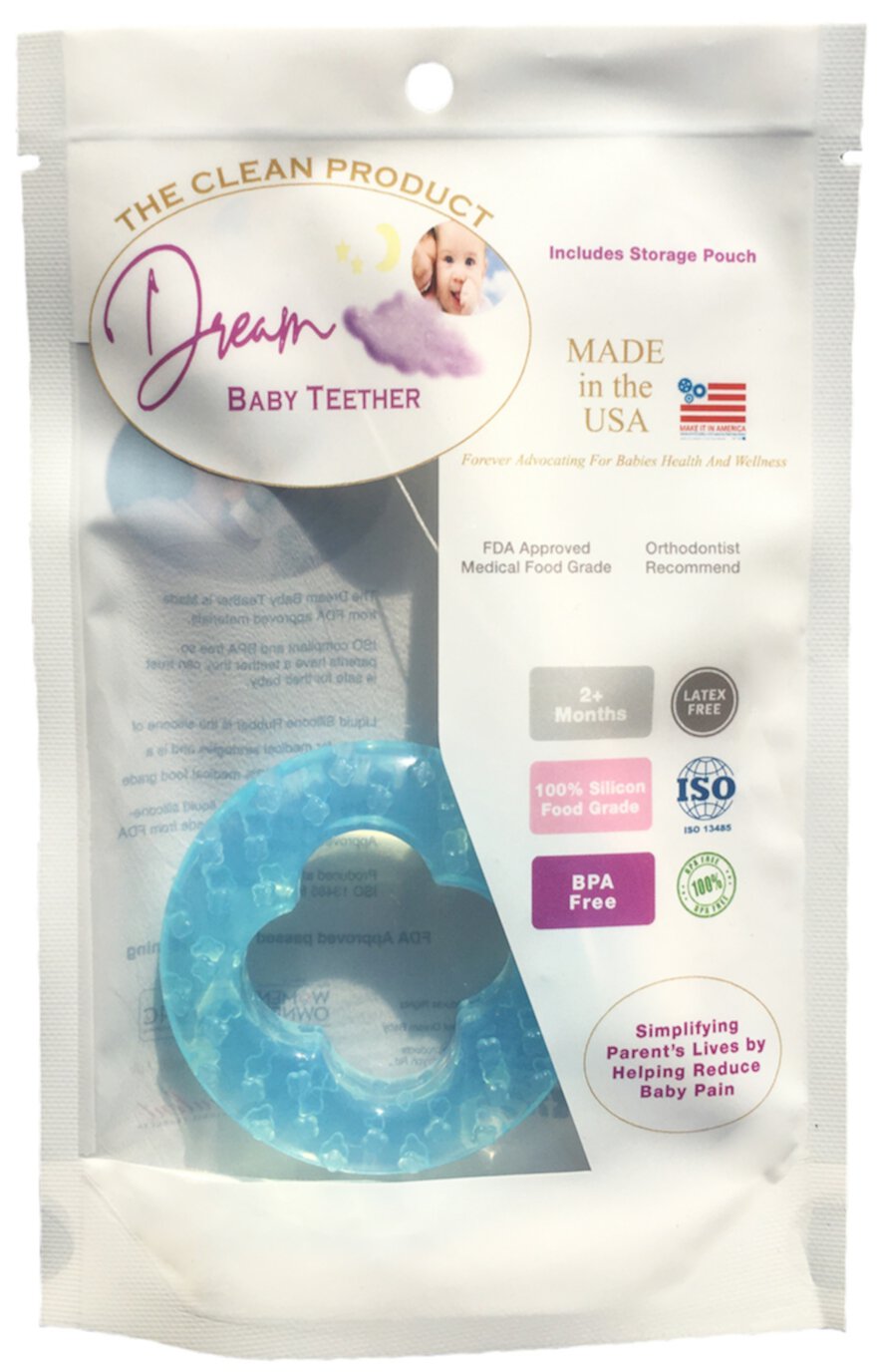 Dreambaby Teether for Baby, Blue Teething Toy Babies Love, No BPA, No Salt. Made in the USA, 1 Unit Dreambaby