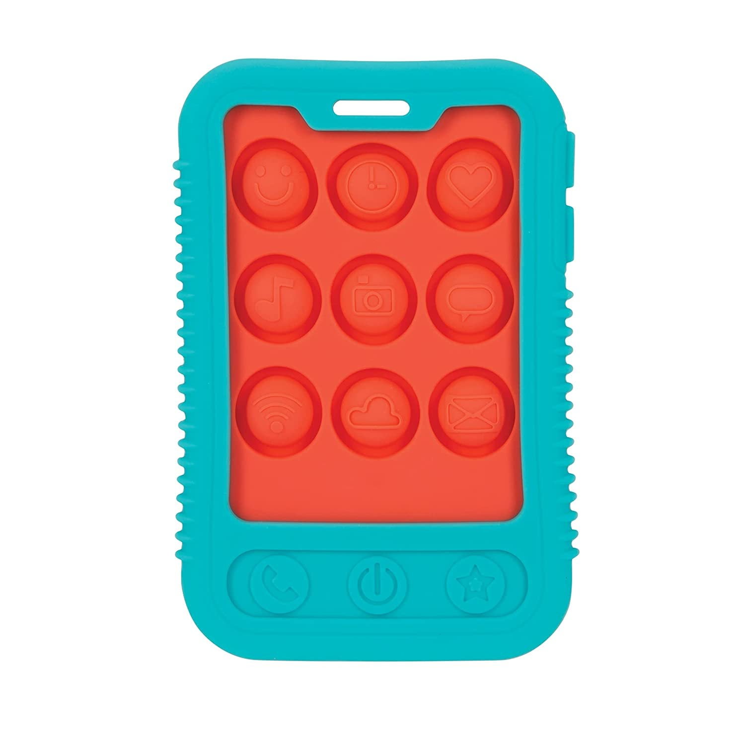 Nuby Giggle Bytes Sensory Popper Teething Toy for Babies, Blue/Light Blue Cellphone NUBY