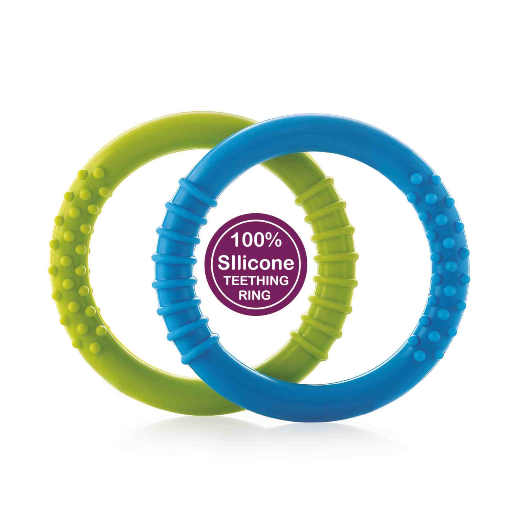 BeeBaby Loops/Ring Silicone teether Pack of 2 -Blue/Green BeeBaby