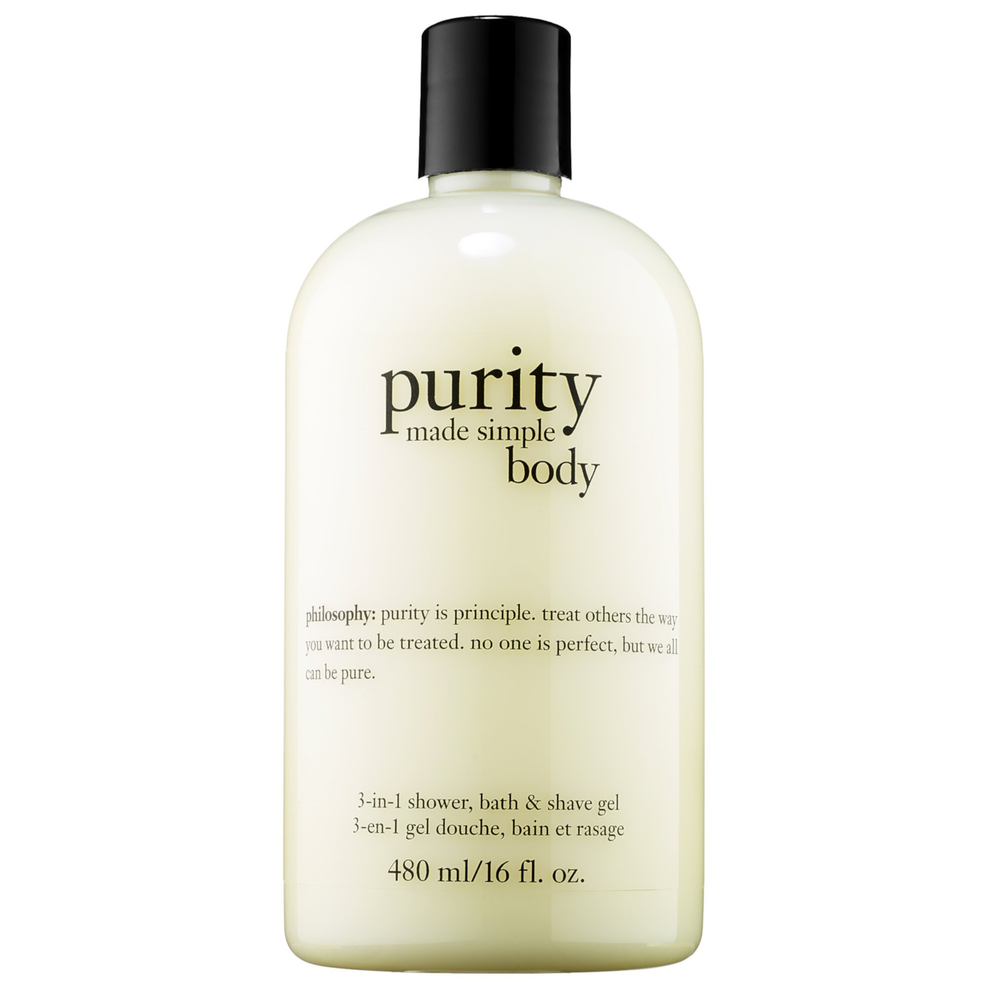 ($28 Value) Philosophy Purity Made Simple for Body, 3-in-1 Body Wash, Bath & Shave Gel, 16 Oz Philosophy