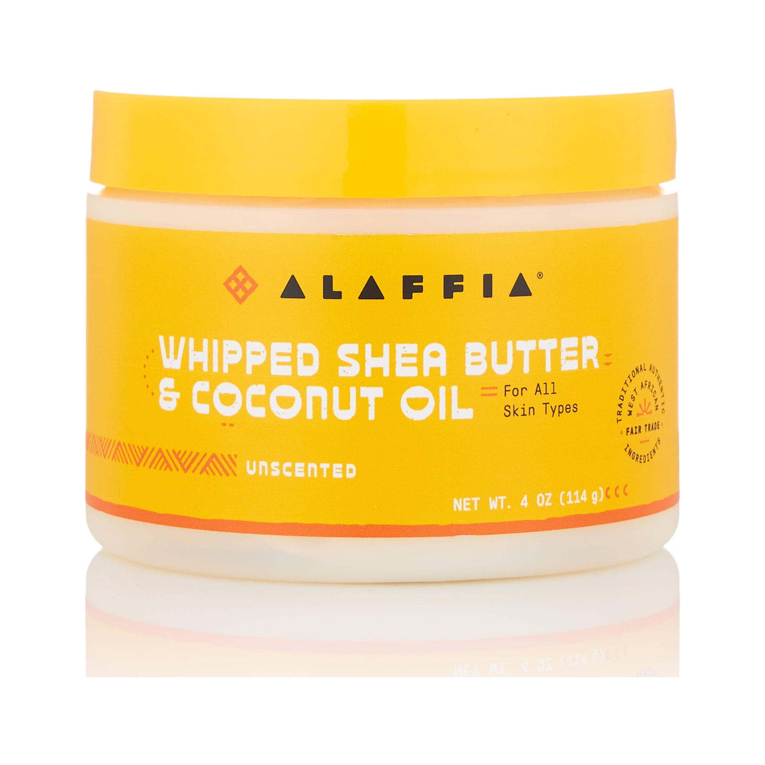 Alaffia Whipped Shea Butter & Coconut Oil Body Butter, All Skin Types, Unscented, 4 oz Alaffia