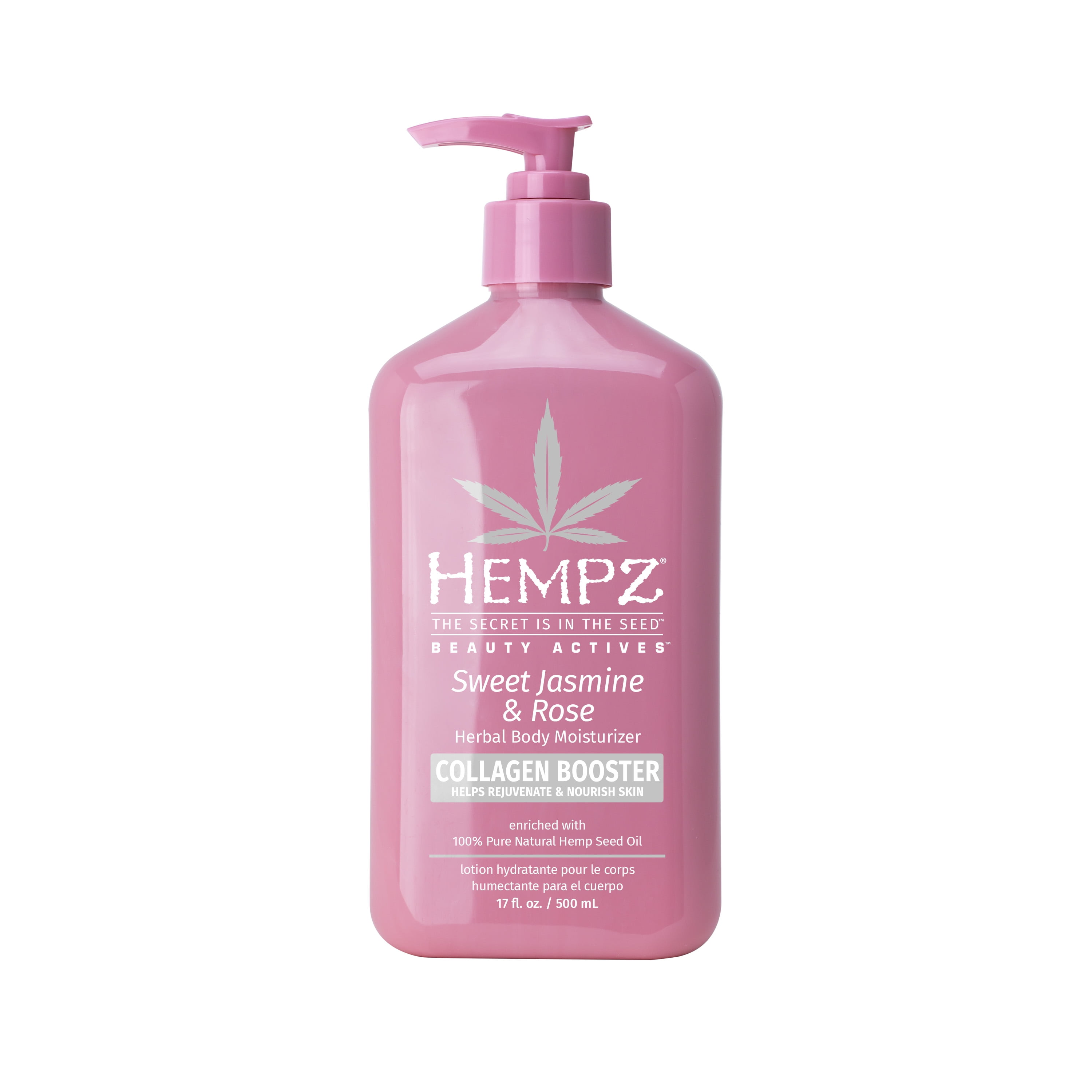 Hempz Smoothing Herbal Body Lotion with Collagen Booster, Sweet Jasmine & Rose, 17 fl oz Hempz